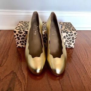French Sole NY Jigsaw Ballet Flat - Gold - Size 8